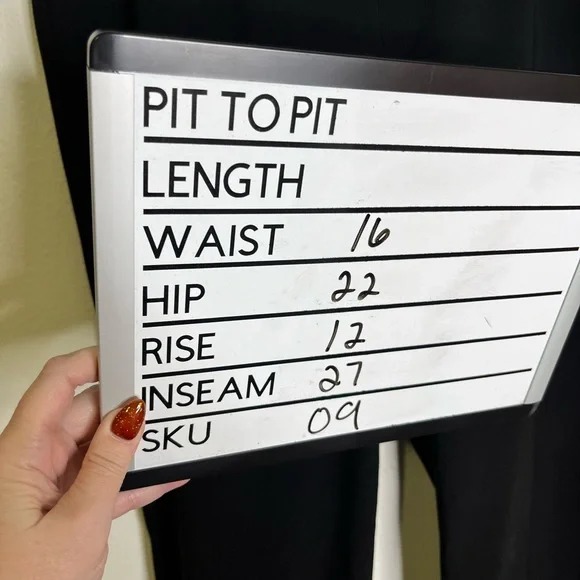 Coldwater Creek wide leg Black Trousers pants sz L petite pull on knit stretch - Picture 7 of 9